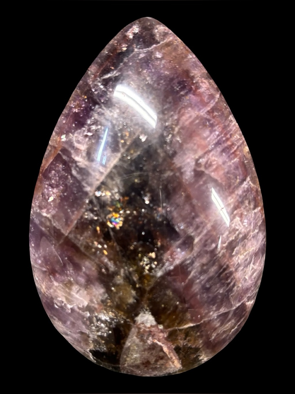 Polished Super Seven Teardrop Crystal Stone